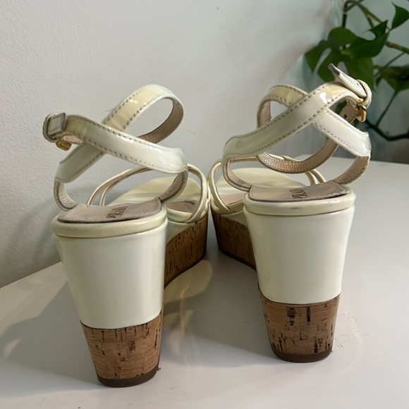 Prada strappy wedge sandal in ivory - Picture 6 of 9